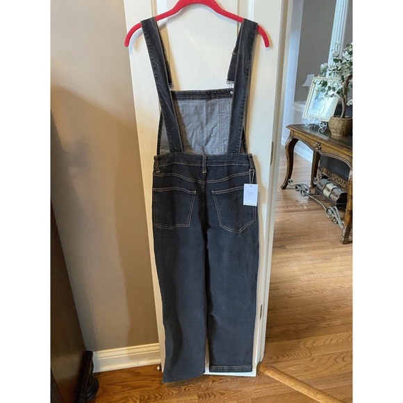 We Wore What Straight Tapered Stretch Denim Overalls Bahbah Grey Size 2 NWT - Picture 3 of 7